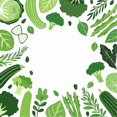 Green vegetables and dark leafy food background as a healthy eating concept