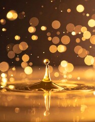Golden liquid droplet splash