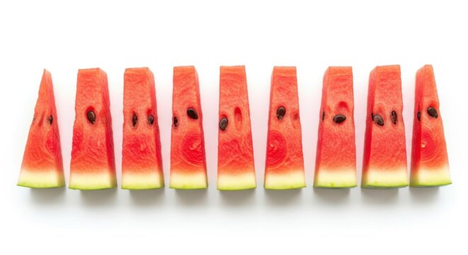 Fresh slices of watermelon on a white background