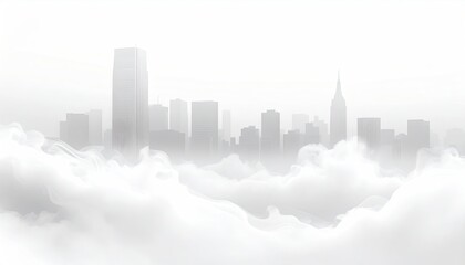 Fototapeta premium Cityscape shrouded in clouds; background scene for ethereal, fantasy concepts