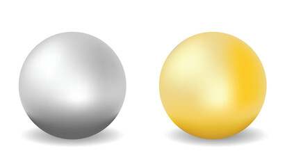 Golden and Silver Ball Isolated on White Realistic. Graphic design elements and resources vector art