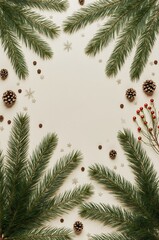 Festive Christmas Arrangement with Pine Branches and Decorations, Mockup