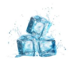 Cooling Ice Cubes: Splashes of Refreshment on Black Backdrop