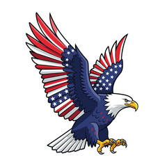 Fototapeta premium American Bald Eagle Vector National Bird Symbol Patriotic Flat Design