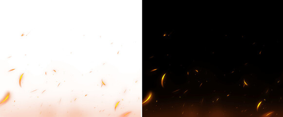 Fiery sparks and embers rising PNG. Dynamic fire overlay effect. © ellyson