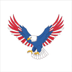 American Bald Eagle Vector National Bird Symbol Patriotic Flat Design