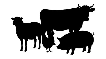 Farm Animals Silhouette Vector Illustration