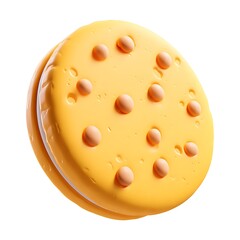 A delicious round yellow cookie with small bumps on its surface isolated on white background