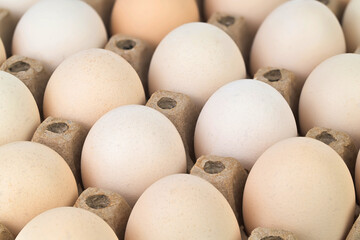 A carton of eggs with a brown shell