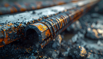 Corroded Metal Pipes in an Industrial Landscape: A close-up captures the texture of a corroded metal pipe, evoking a sense of industrial decay and environmental decline.