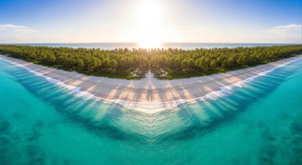 Tropical Beach Paradise with Turquoise Water and Lush Greenery