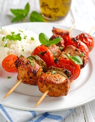 Grilled skewers with rice