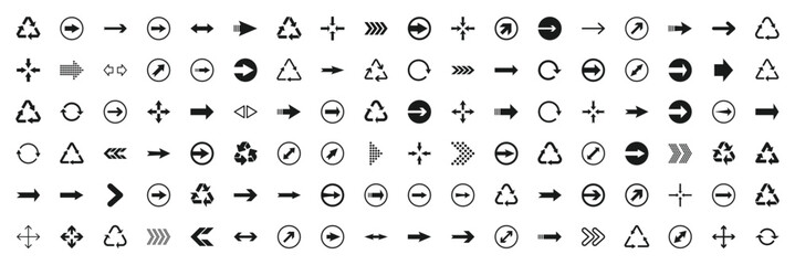 Fototapeta premium Arrows big black set icons, arrow icon, modern simple arrows, arrow vector collection. Different cursor arrow direction symbols.