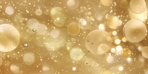 Golden bubbles and sparkling lights create a festive atmosphere for celebrations