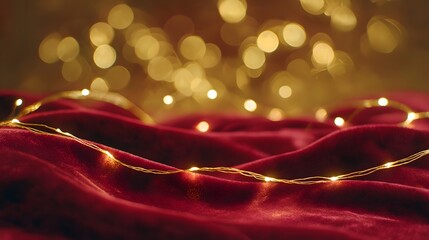 Soft red fabric adorned with twinkling lights creates a warm atmosphere for celebration