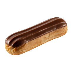 Chocolate eclair pastry isolated on transparent background