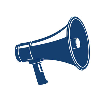 Blue Megaphone Graphic Illustration, Announcement, Promotion, Loudspeaker