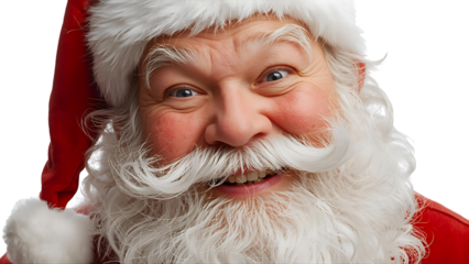 A Jolly Santa Claus Portrait With Bright Eyes and Rosy Cheeks,Santa's Warm Smile and Sparkling Eyes Capture the Essence of Christmas Joy