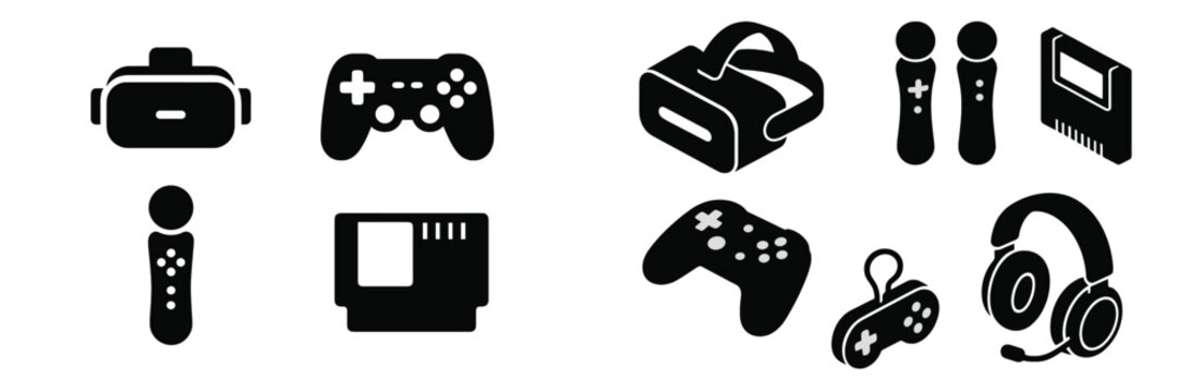 Different types of gaming controllers and accessories displayed in a modern design setup for gaming enthusiasts