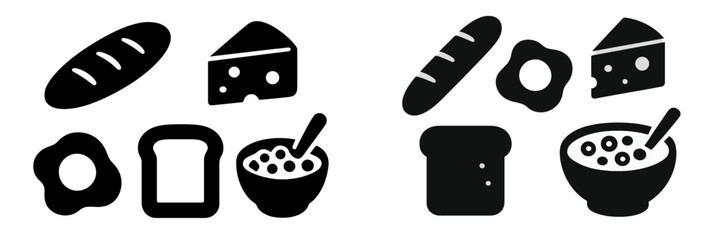 Food icons depicting breakfast and brunch items arranged in a clear design for easy identification and use
