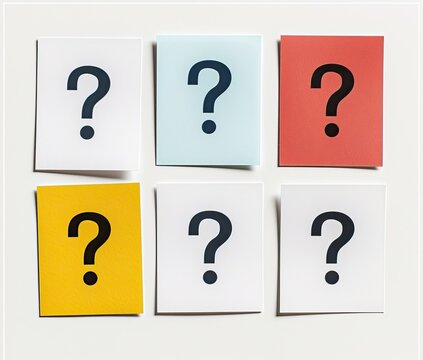 Colorful Question Marks on Cards for Education, Business, and Decision-Making