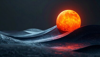 Fiery sun over rippled terrain