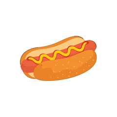 American Hot Dog Vector Fast Food Icon Flat Illustration USA Culture