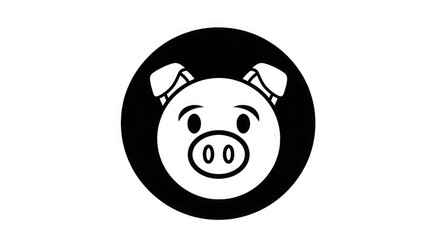 Pig face animal cartoon illustration farm pork swine mammal livestock domestic agriculture cute vector icon