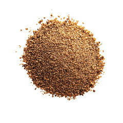 Cocoa powder and granules on purple background. Food ingredient png
