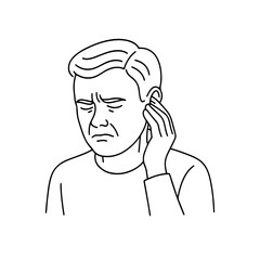 line icon person holding his ear vector on a white background
Vector line icon on a white background