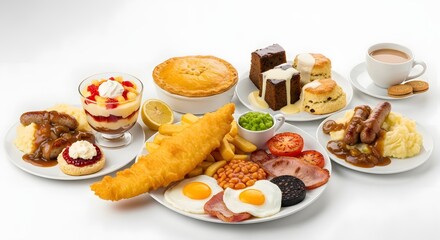 Delicious Traditional Dishes, Dining Table, Food Photography, Cozy Kitchen, Overhead View, Culinary Experience