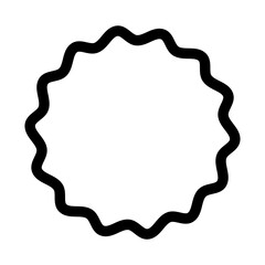 Black wavy circular outline shape, sale, discount, badge