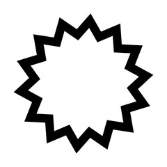 Black starburst outline shape on transparent background. PNG abstract badge design element for sale tags, labels, posters, stickers, and modern graphic artwork