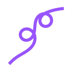 Purple curly swirl line with loops on transparent background. PNG hand drawn doodle stroke design element