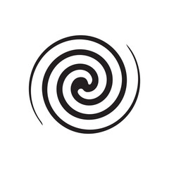 Naklejka premium Abstract spiral vortex icon in a circle - minimal monochrome swirl emblem
