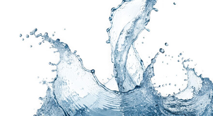 Water splash with droplets isolated on white background refreshing concept