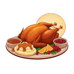 Thanksgiving Turkey Vector Illustration Holiday Celebration Food Flat Design