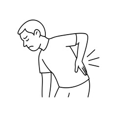 line icon person is holding onto his back vector on a white background
Vector line icon on a white background