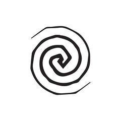 Hand-drawn irregular spiral icon - rough abstract swirl emblem