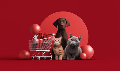 A banner for Black Friday discounts highlighting savings on retail pet items. Red background.