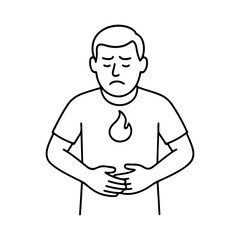 line icon person has heartburn vector on a white background
Vector line icon on a white background