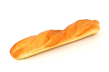 A long, thin, white bread loaf with a brown crust