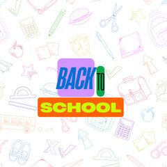 Back to School Vector Design with Colorful Line Art School Supplies
