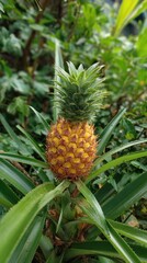 Fototapeta premium A small pineapple in its natural tropical environment
