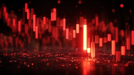 Dynamic and vibrant red financial data visualization representing trading and stock market fluctuations.