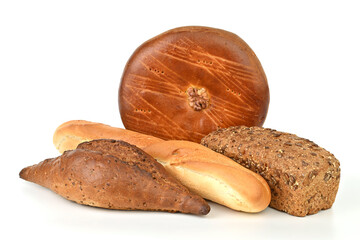 A variety of breads and Armenian gata are displayed on a white background
