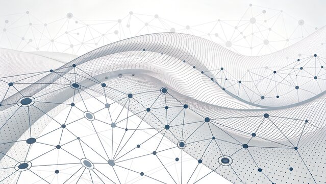 **Adobe-Stock-optimized title** (search-rich, 65 characters):

Grey Plexus Network Mesh: Abstract Big-Data Background of Glowing Dots & Lines, 3D Vector Sci-Tech Illustration