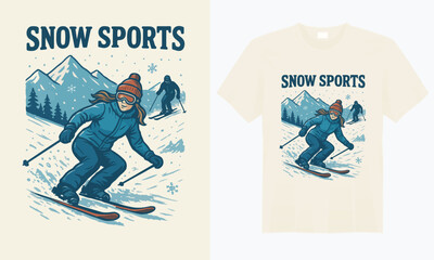 “Bold winter sports graphic featuring skis, snowboards, and mountains with a frosty vibe, perfect for snow lovers and adrenaline seekers.” © Rifat