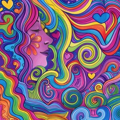 Obraz premium Crying Woman in Colorful Abstract Design, Grief Therapy, Emotional Healing Art