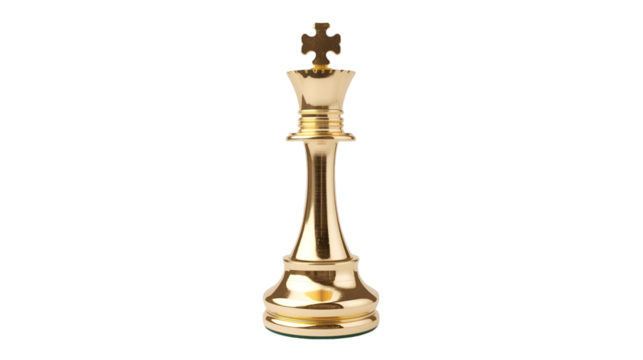 Chess pieces and antique candlestick isolated on white background